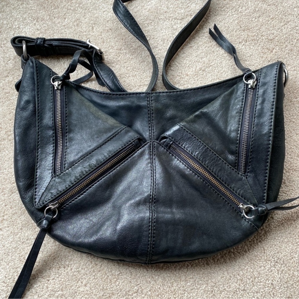 Andrew Marc Black Lambskin Leather Crossbody Bag